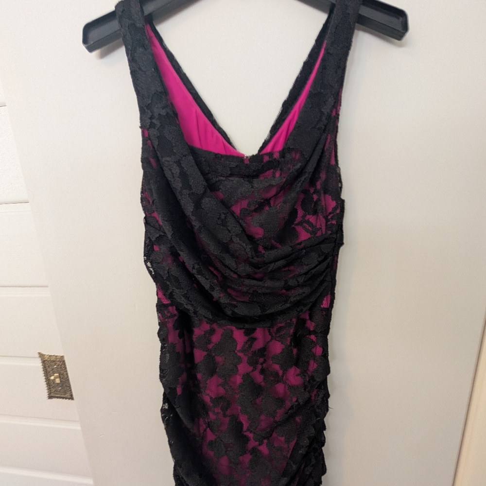 Express Fuschia & Black Lace Dress Size 6